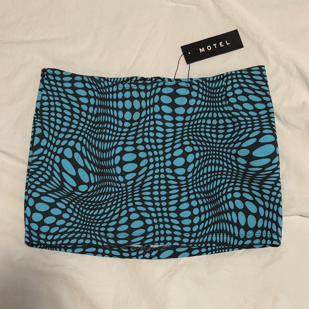 Motel Rocks Optical Blue and Black Mini Skirt
